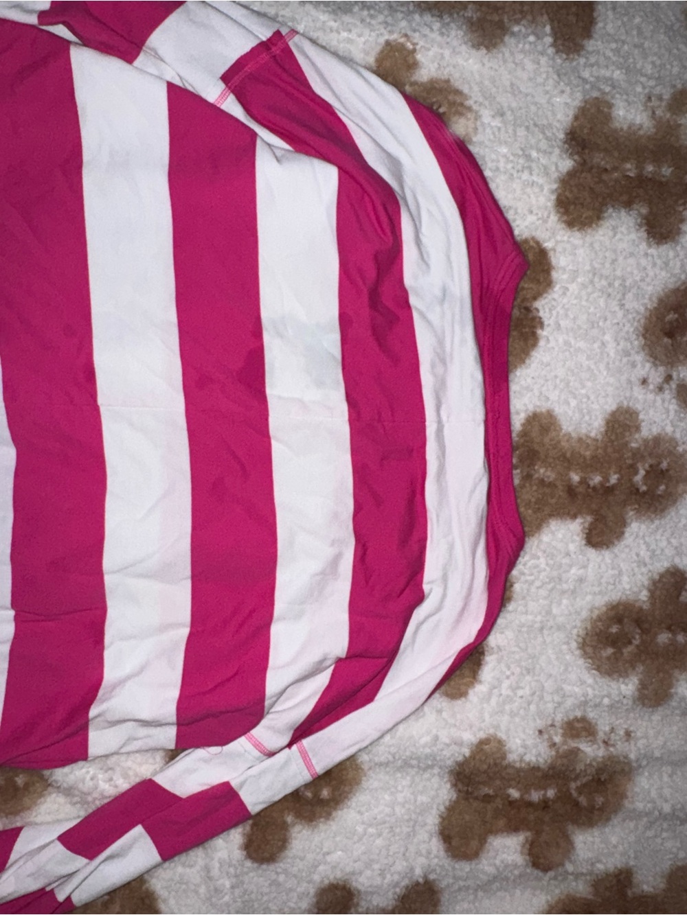 crown & ivy Pink and White Striped Crew Neck Sweater